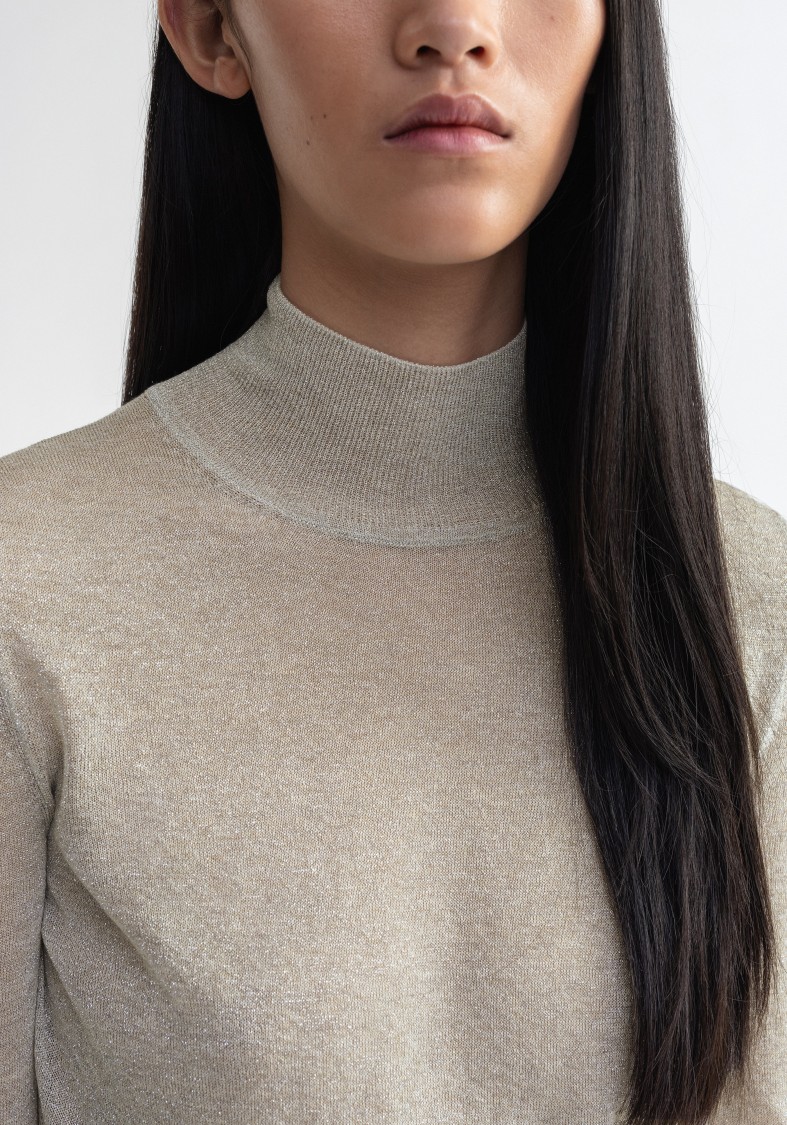 Shop Aeron Vaslav - Sparkly Ribbed Turtleneck In Neutrals