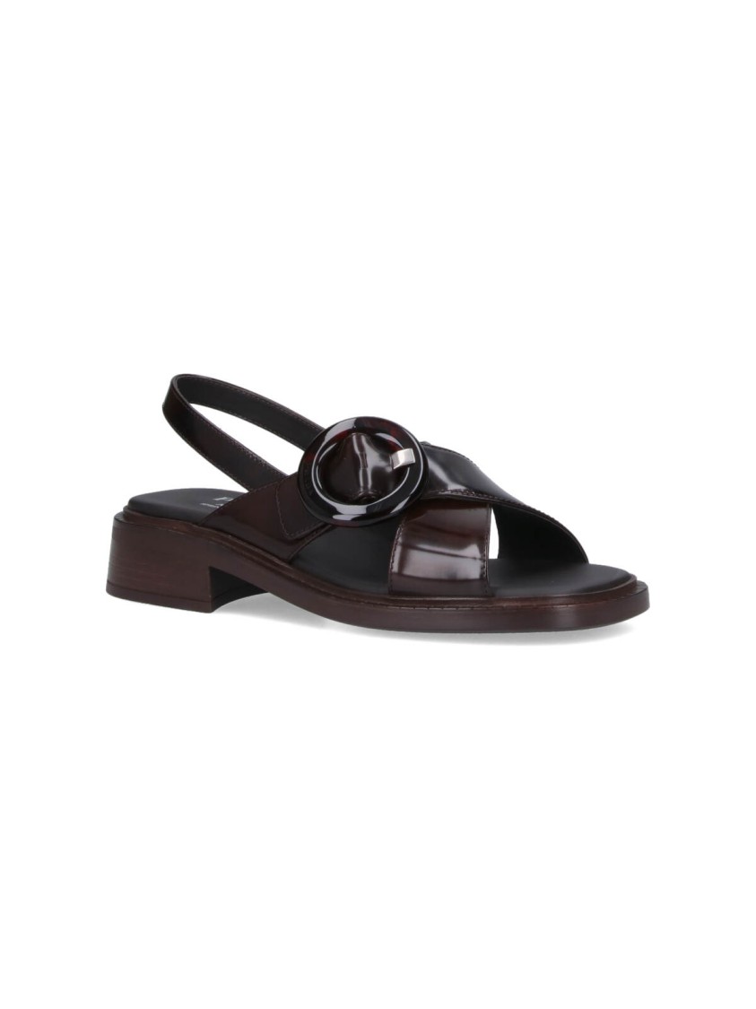 Prada Heel Buckle Glossy Open Toe Sandals In Pattern