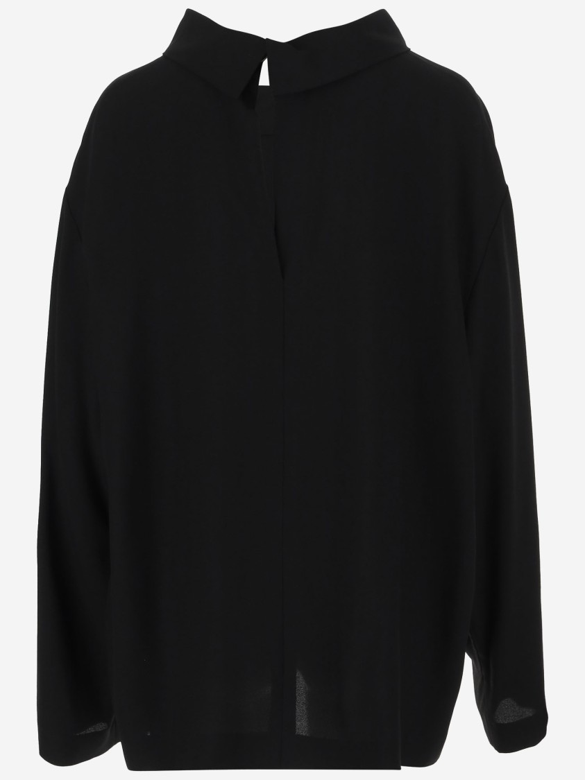 Shop Carven High Neck Viscose Shirt With Jewel Button