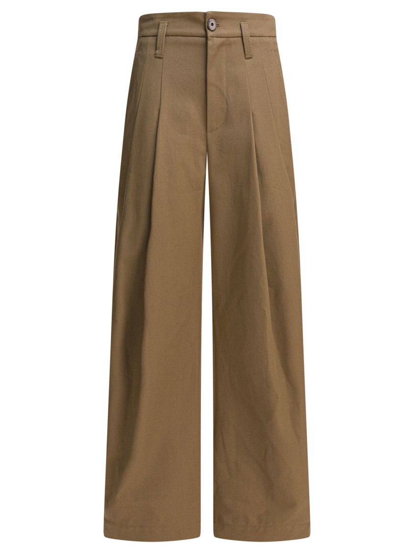 Brunello Cucinelli Cropped Wide-leg Trousers With High Waist In Brown