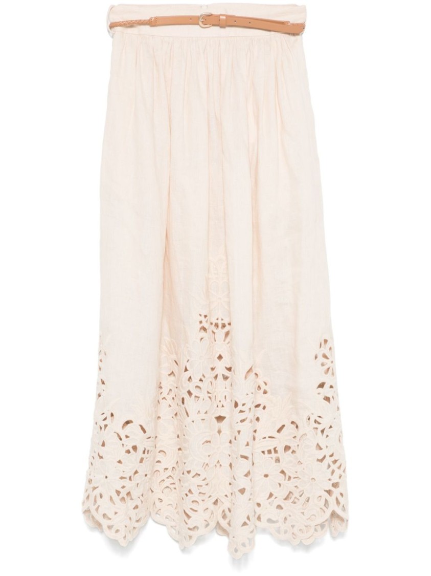 Shop Zimmermann Light Beige Wylie Midi Skirt In Neutrals
