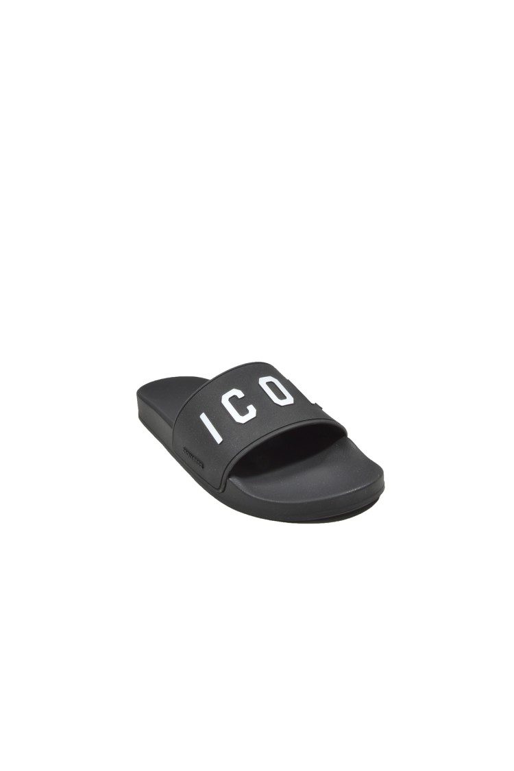 Dsquared2 Open-toe Slides With Logo Print In Black
