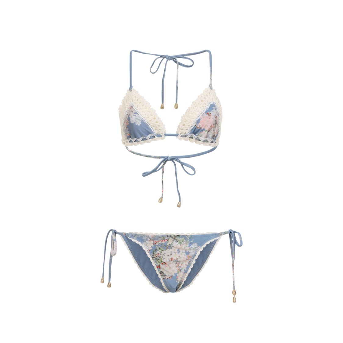 ビキニ Zimmermann Floral Print Bikini Set With Scalloped Edges Zimmermann Floral Print Bikini Set With Scalloped Edges