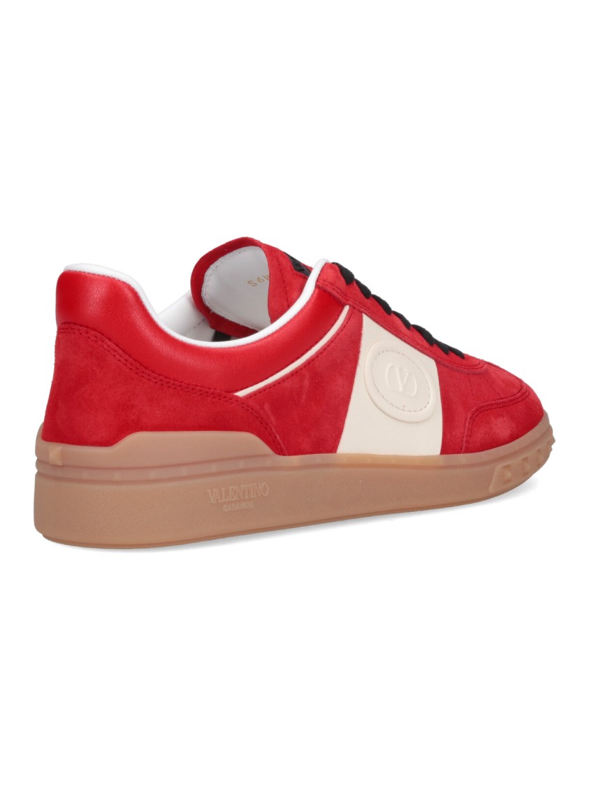 Valentino Garavani Upvillage Low Top Trainer In Split Leather And Calfskin Nappa Leather In Red