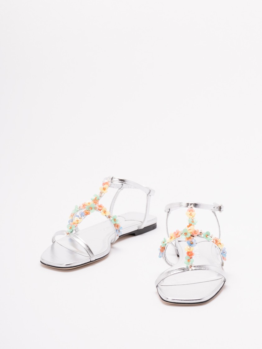 Jimmy Choo Daisy Sandals In Silver Nappa Leather In Multi