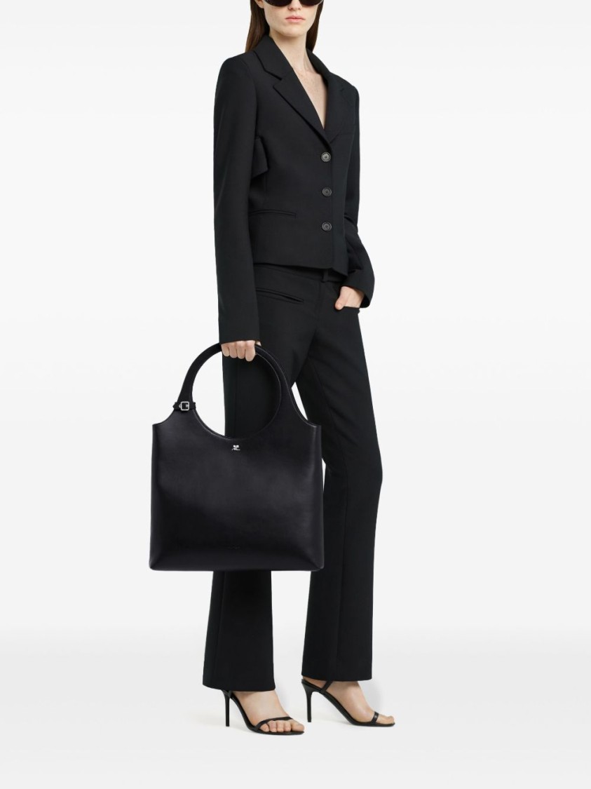 Courrèges Black Bag With Magnetic Fastening And Dual Handles