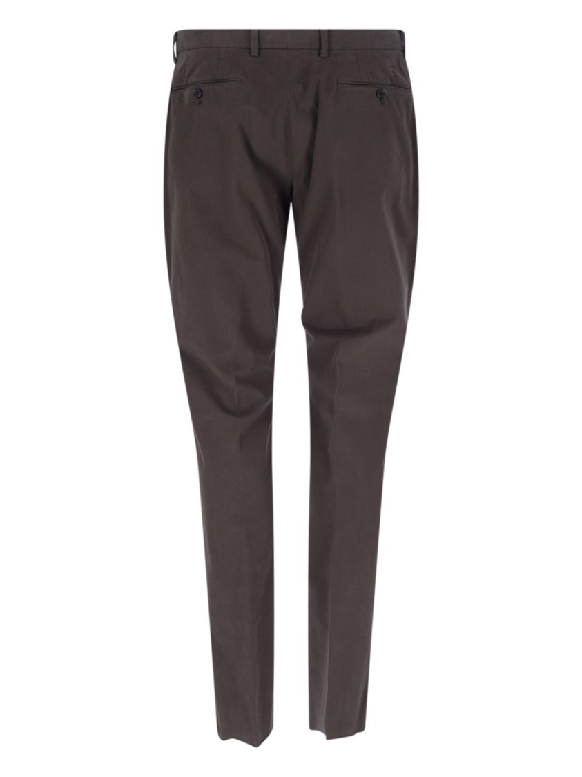 ZEGNA ZEGNA STRAIGHT-LEG BROWN CHINOS WITH HOOK AND ZIP CLOSURE 