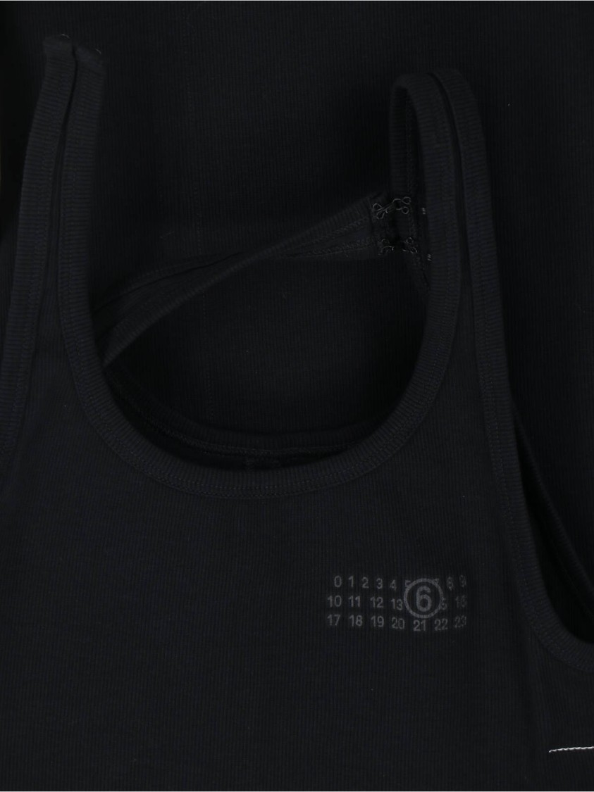 Mm6 Maison Margiela Black Dress With Crossed Straps On The Shoulder In Black