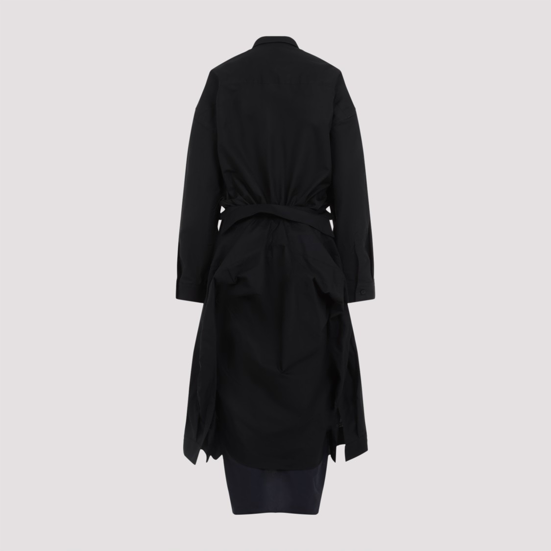 Balenciaga Maxi Layered Shirt Dress In Black