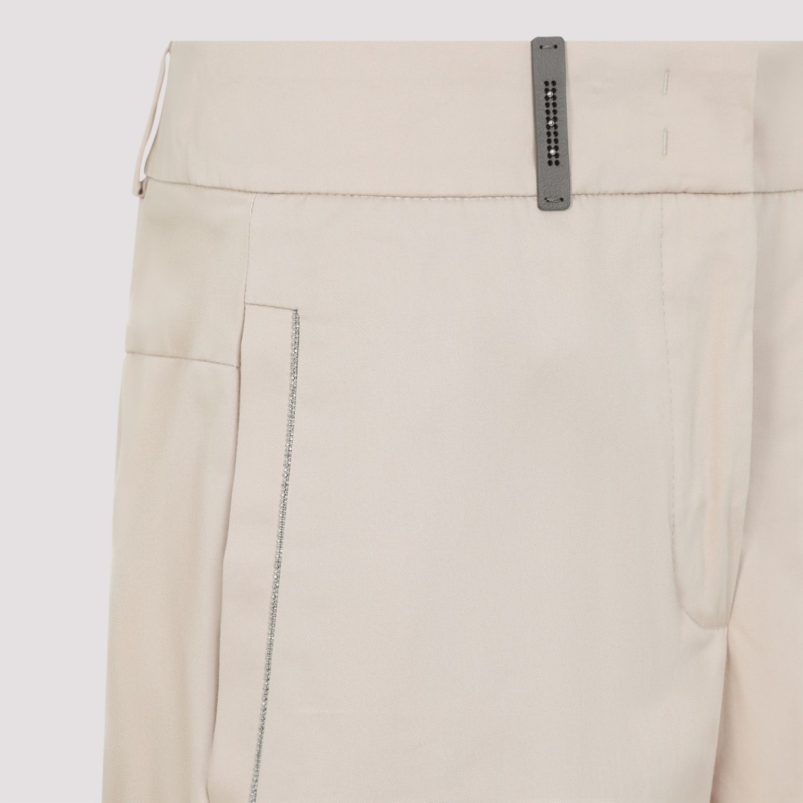 Shop Peserico Tailored Straight Leg Trousers In Cotton Blend In Neutrals