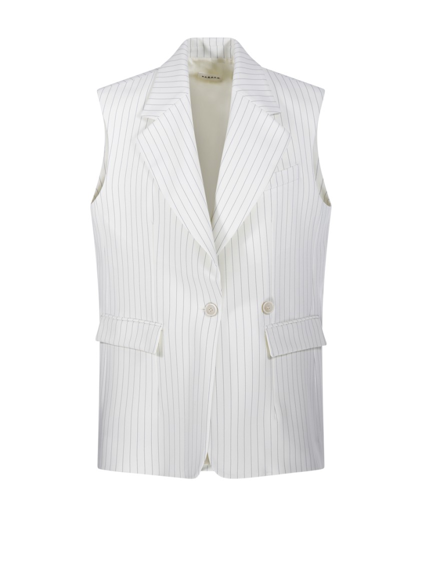 P.a.r.o.s.h Parosh Sleeveless Double-breasted Over Jacket In White