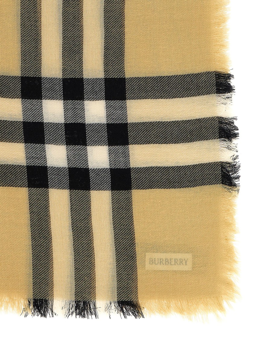 Burberry Check Wool Scarf Scarves And Foulards Beige In Green