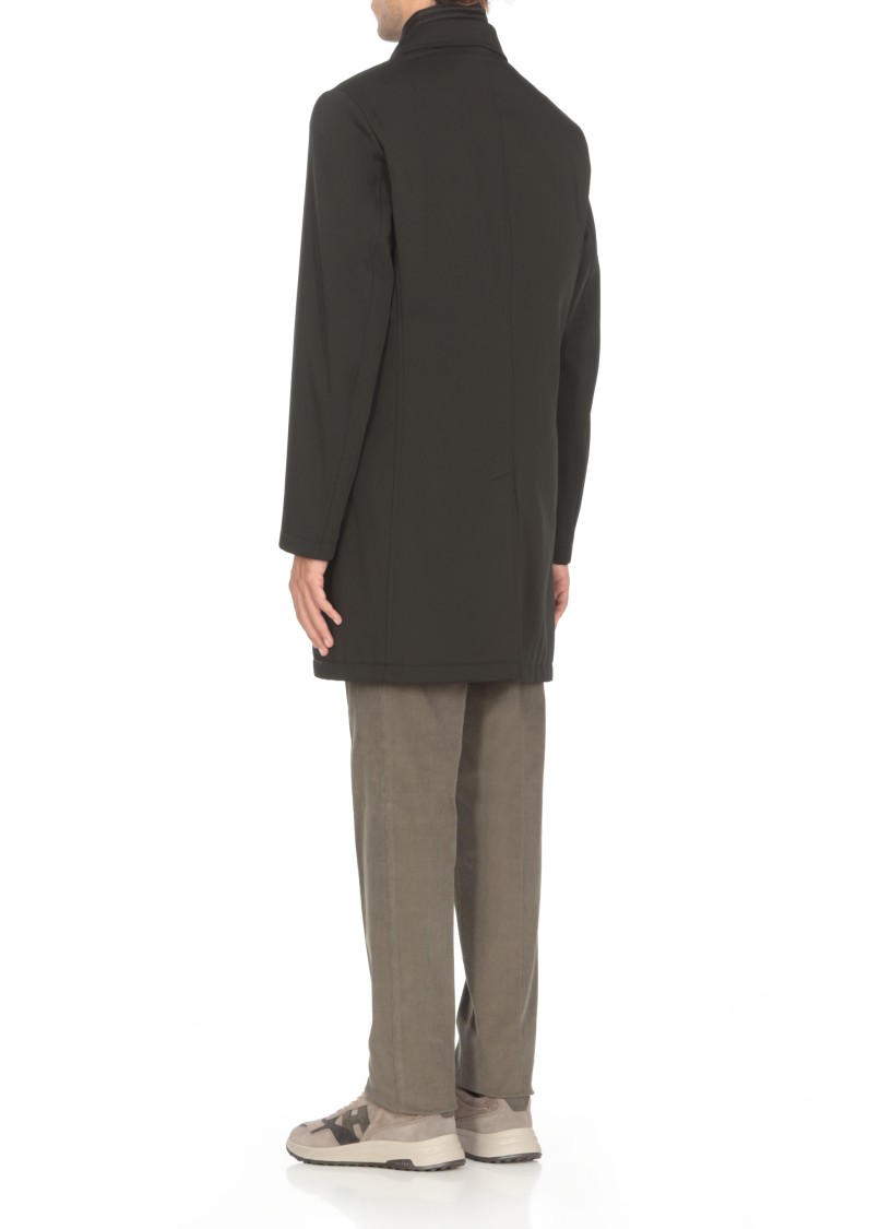 Fay Double-breasted Stand-up Collar Padded Coat In Black