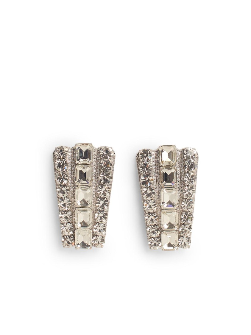 アクセサリーその他 SELF PORTRAIT Brass earrings with pendant crystals SILVER Self-Portrait Crystal' Silver Brass Earrings | THE LIST