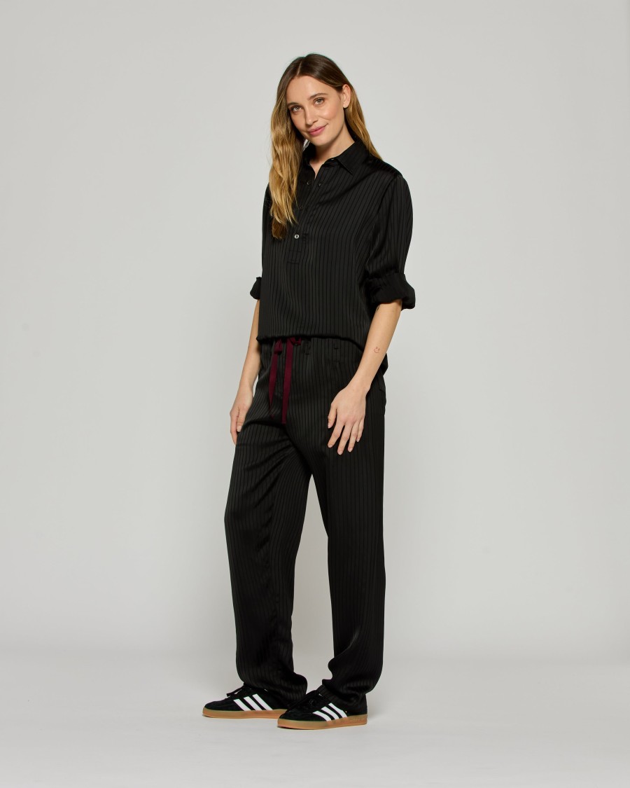 Serena Bute Satin Stripe Utility Jogger - Black In Black