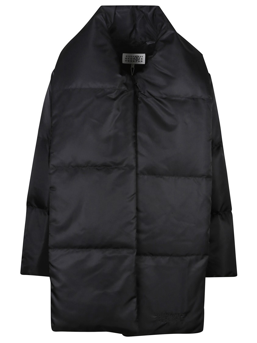 Mm6 Maison Margiela Mm6 By Maison Margiela Short Asymmetrical Down Jacket In Polyamide In Black