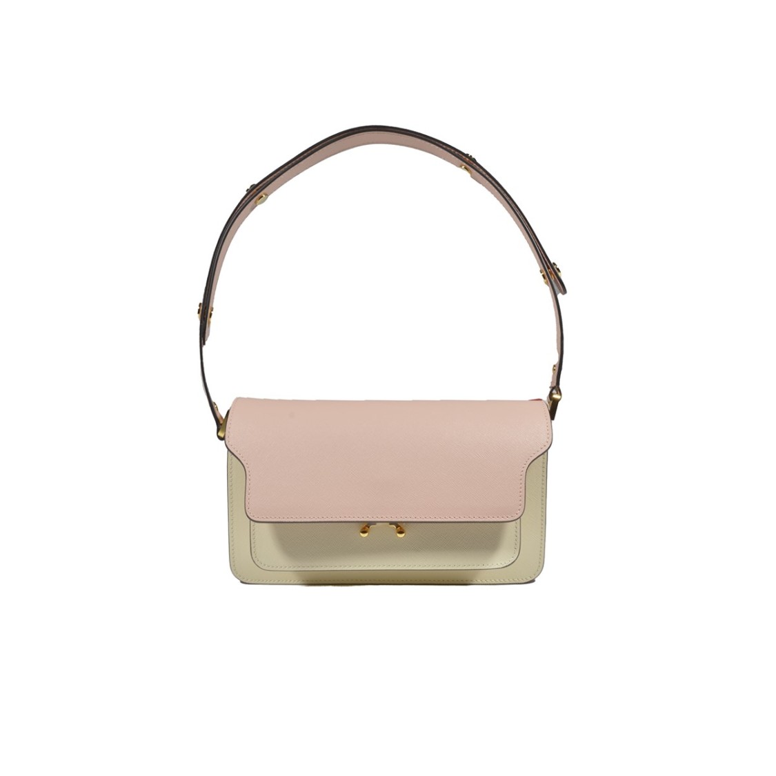 Marni Trunk Shoulder Bag In Pink And Ivory Leather