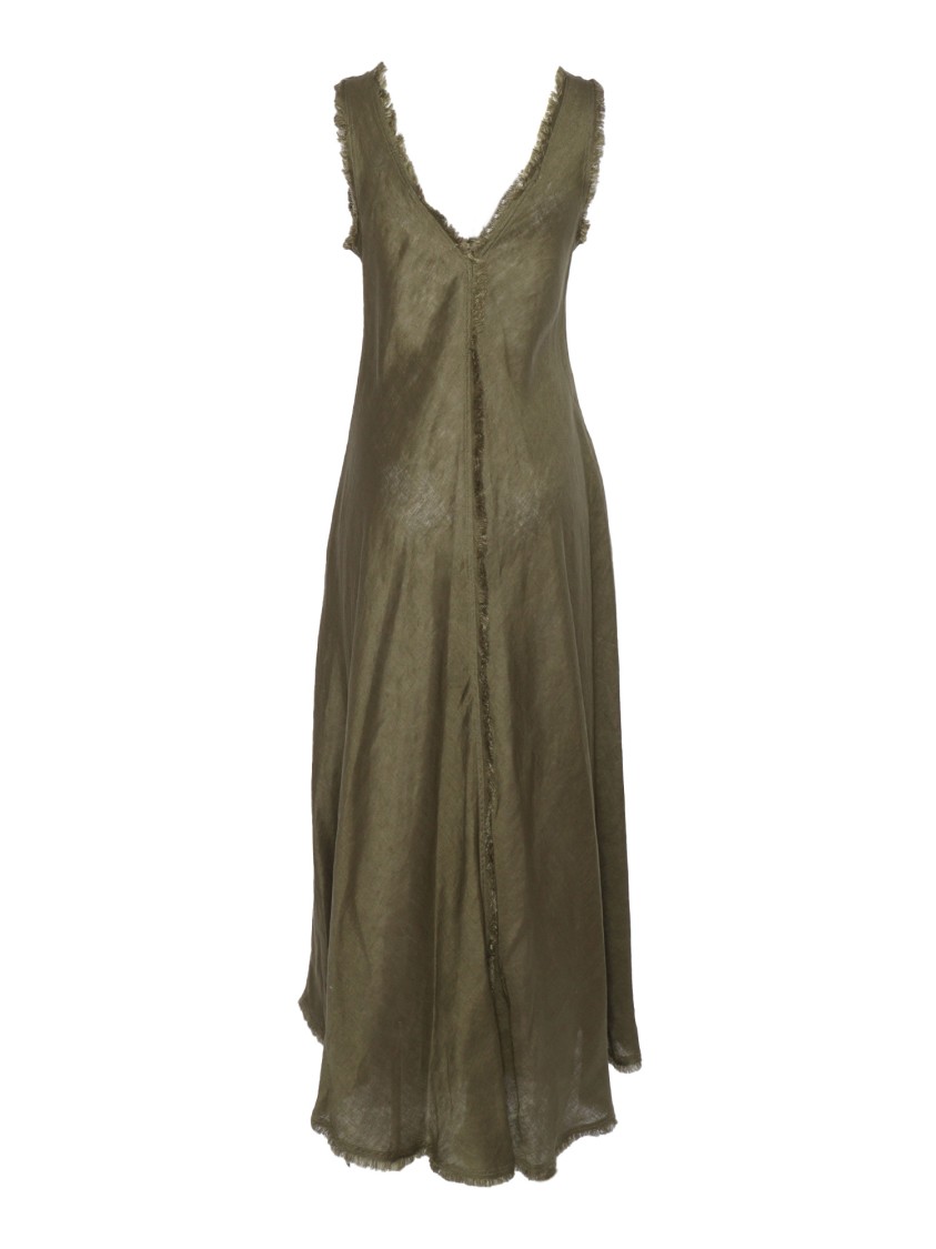 P.a.r.o.s.h . Maxi Dress With Deep V-neckline And Frayed Edges