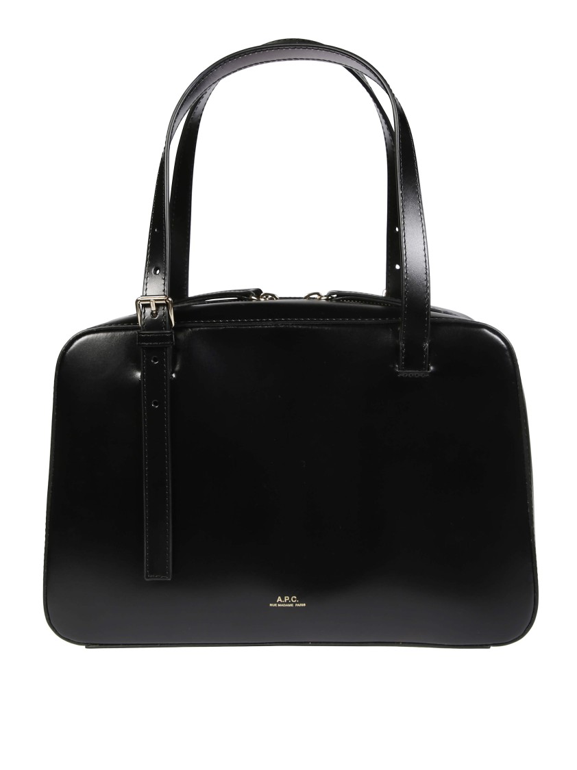 Apc A.p.c. Structured Black Handbag With Glossy Finish