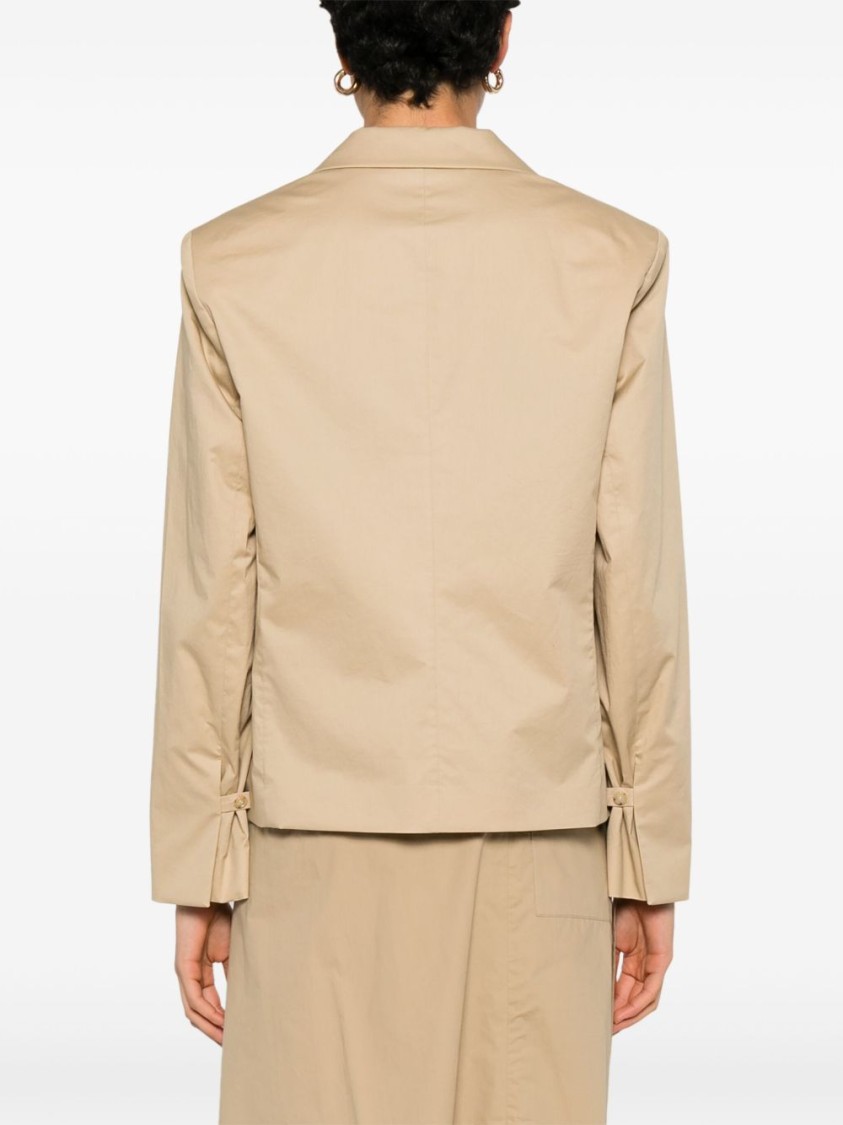Hugo Boss Light Brown Cotton Blazer With Structured Shoulder Pads In Brown