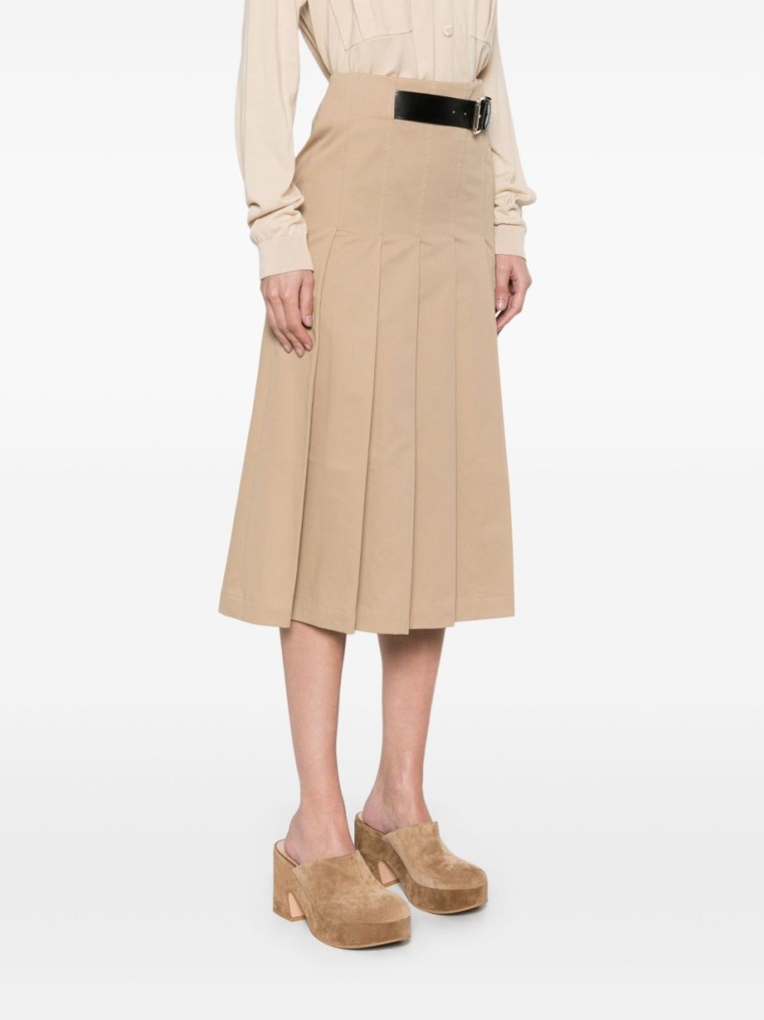 SEMICOUTURE SEMI COUTURE PLEATED HIGH-WAIST MIDI SKIRT WITH STRUCTURED BELT