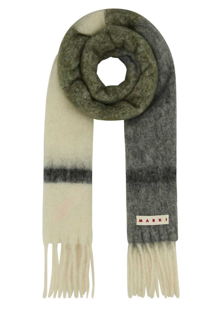 Marni Multicolor Mohair Blend Scarf In Gray