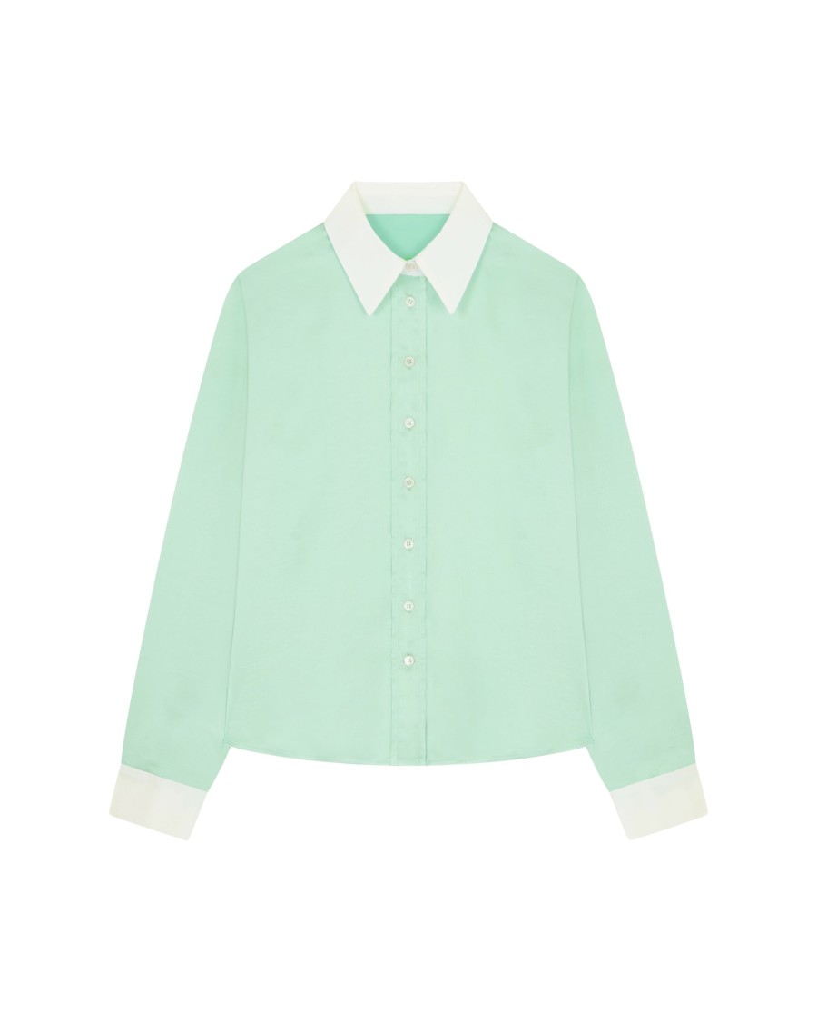 Serena Bute Satin Serena Shirt - Mint In Green