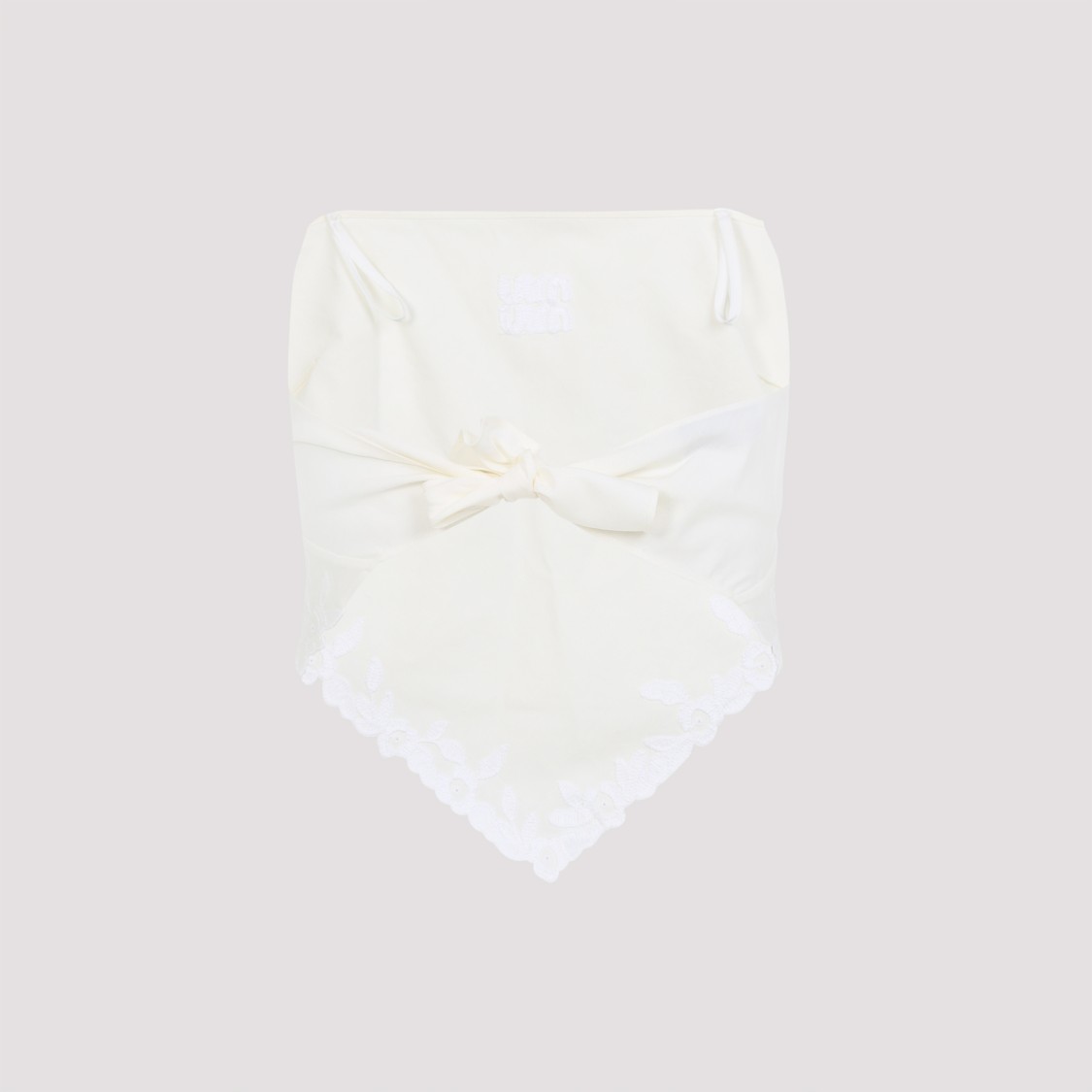 Miu Miu Embroidered Slubbed Canvasbandana Top