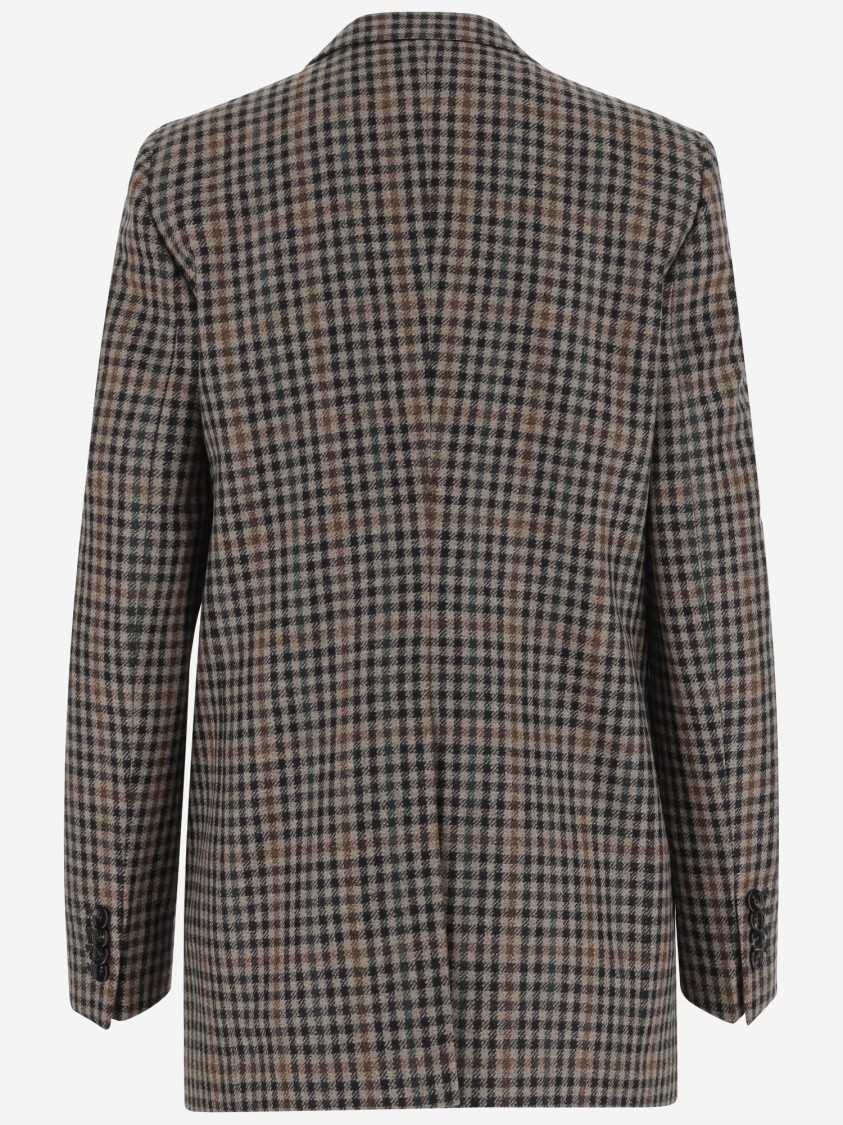 Tagliatore Wool Jacket With Plaid Pattern In Gray