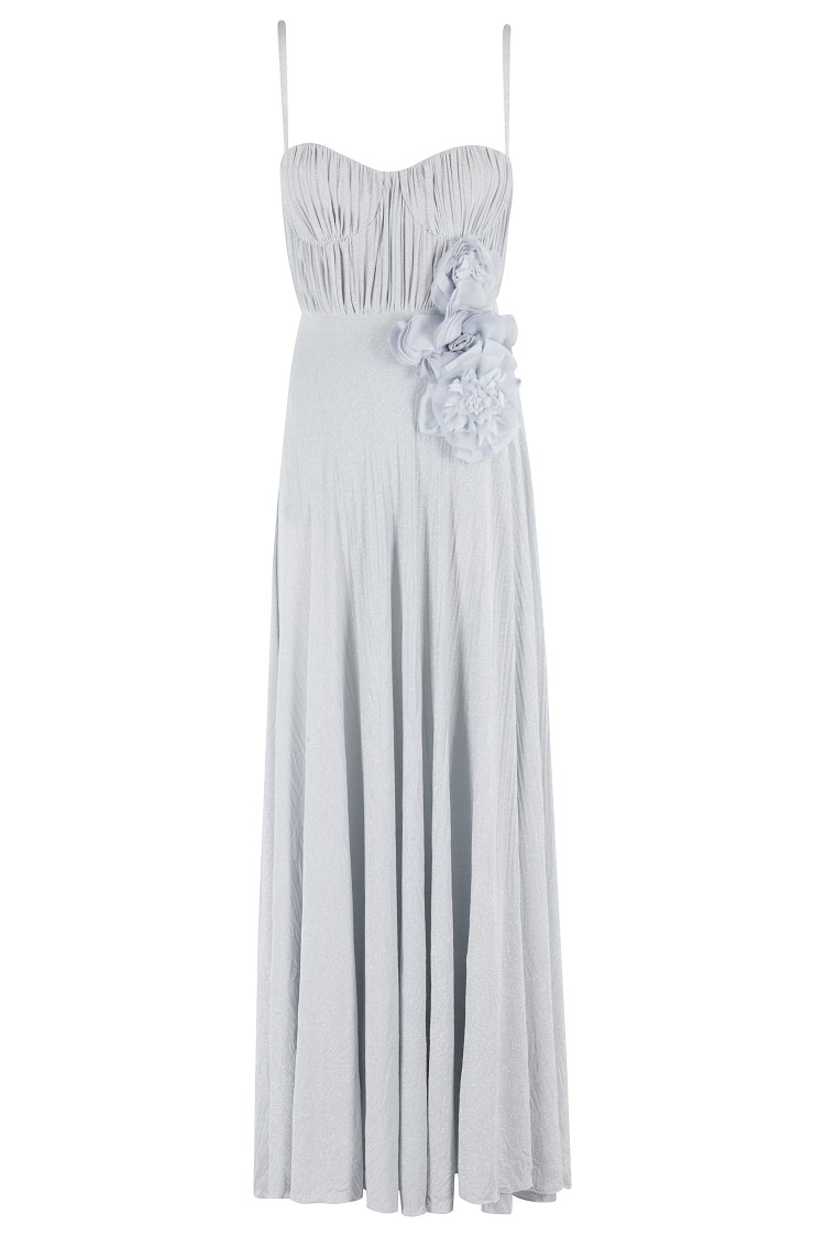 Elisabetta Franchi Draped Jersey Lurex Maxi Dress
