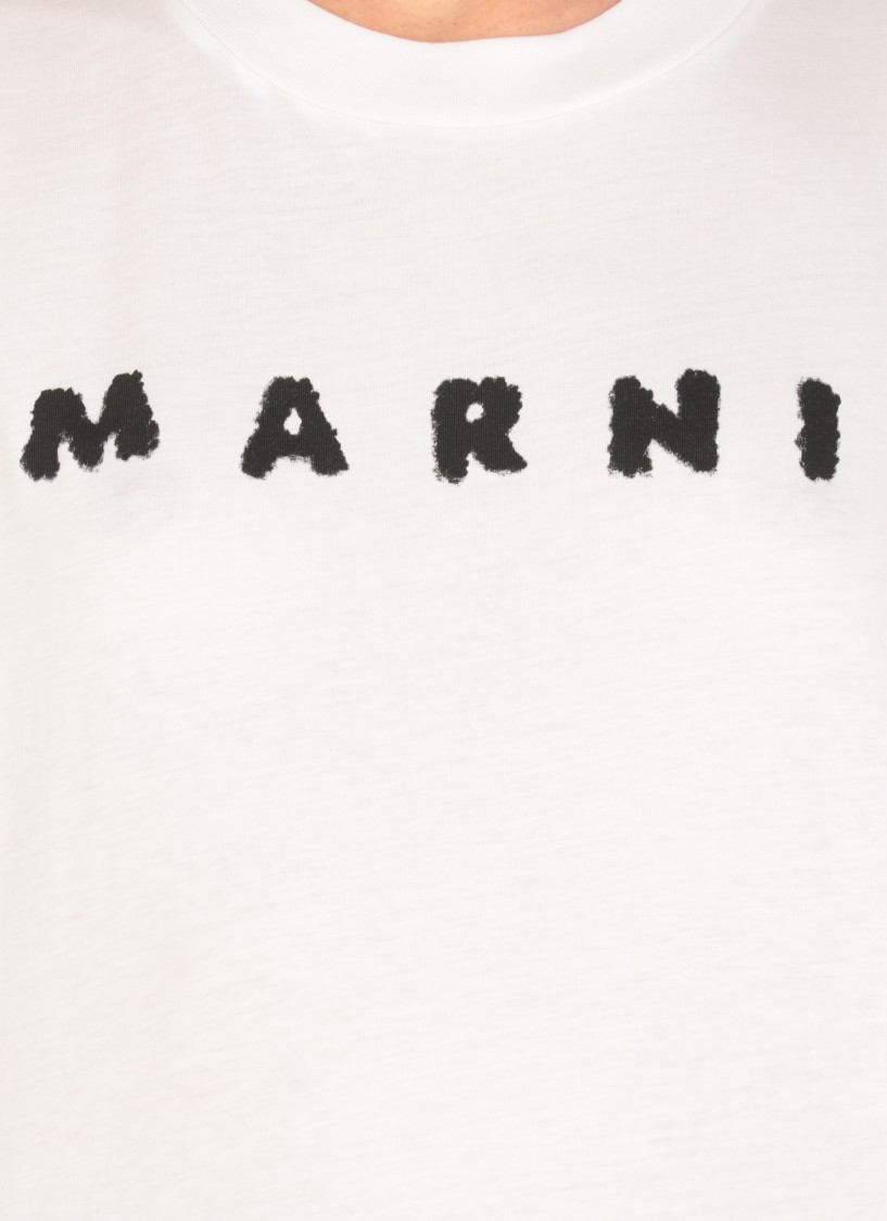 Marni Logo-print Short-sleeved T-shirt In White