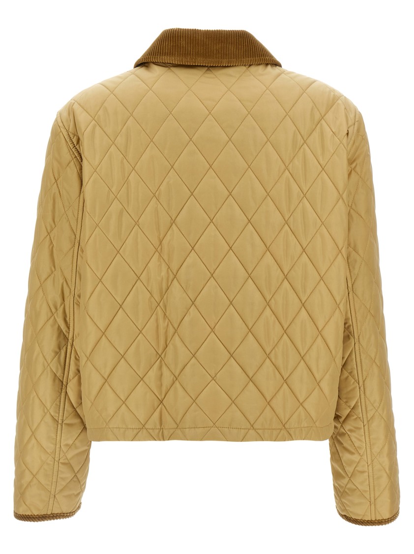 Burberry Oldham Beige Quilted Jacket With Corduroy Collar In Tech Fabric Woman In Yellow