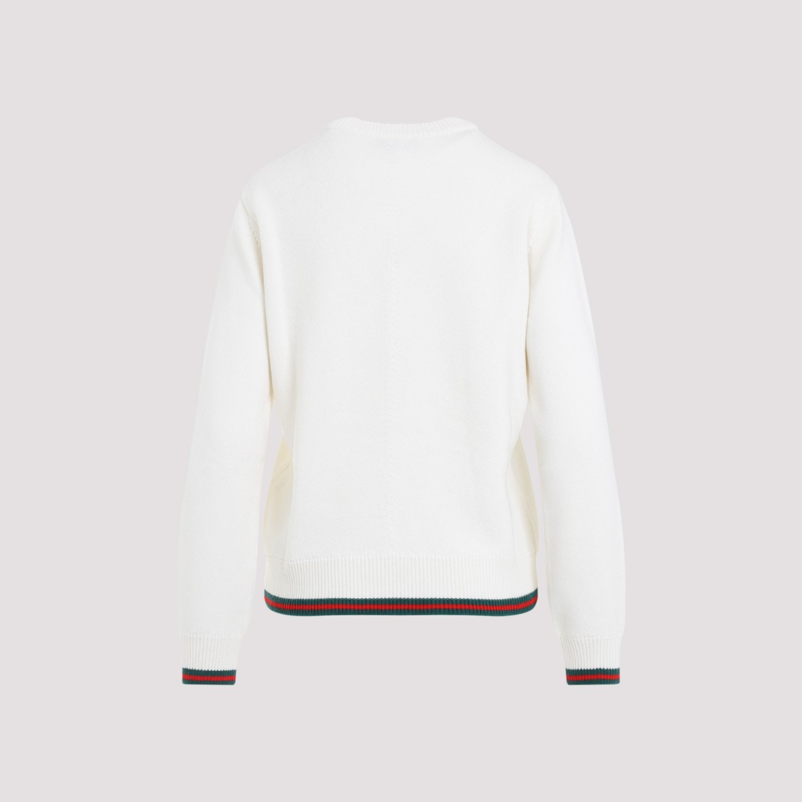 GUCCI GUCCI WEB IVORY WOOL AND CASHMERE PULLOVER