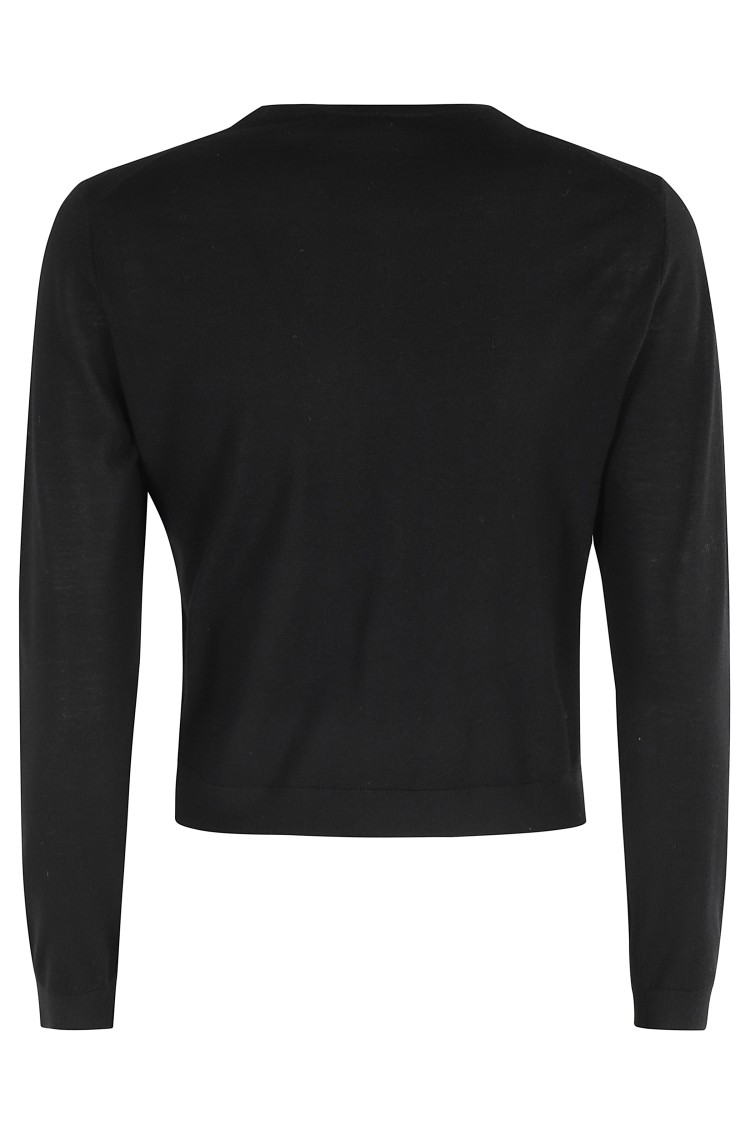 Theory Cropped Fitted Cardigan With Central Button Closure In Black