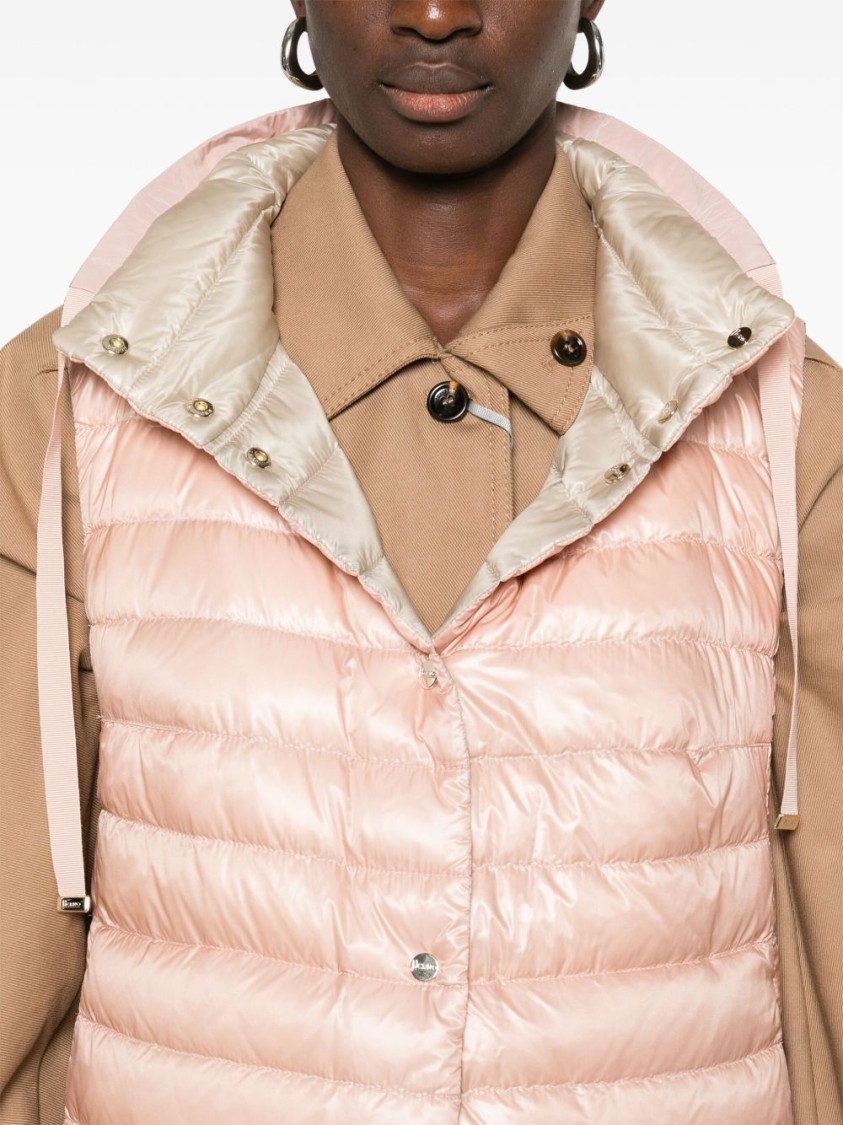 Herno Quilted Black Jacket With High Collar In Pink