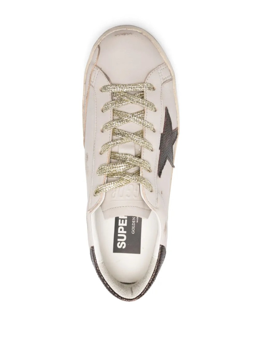 Golden Goose Star-embellished Grey Leather Sneakers In Golden Goose Star-embellished Grey Leather Sneakers In
