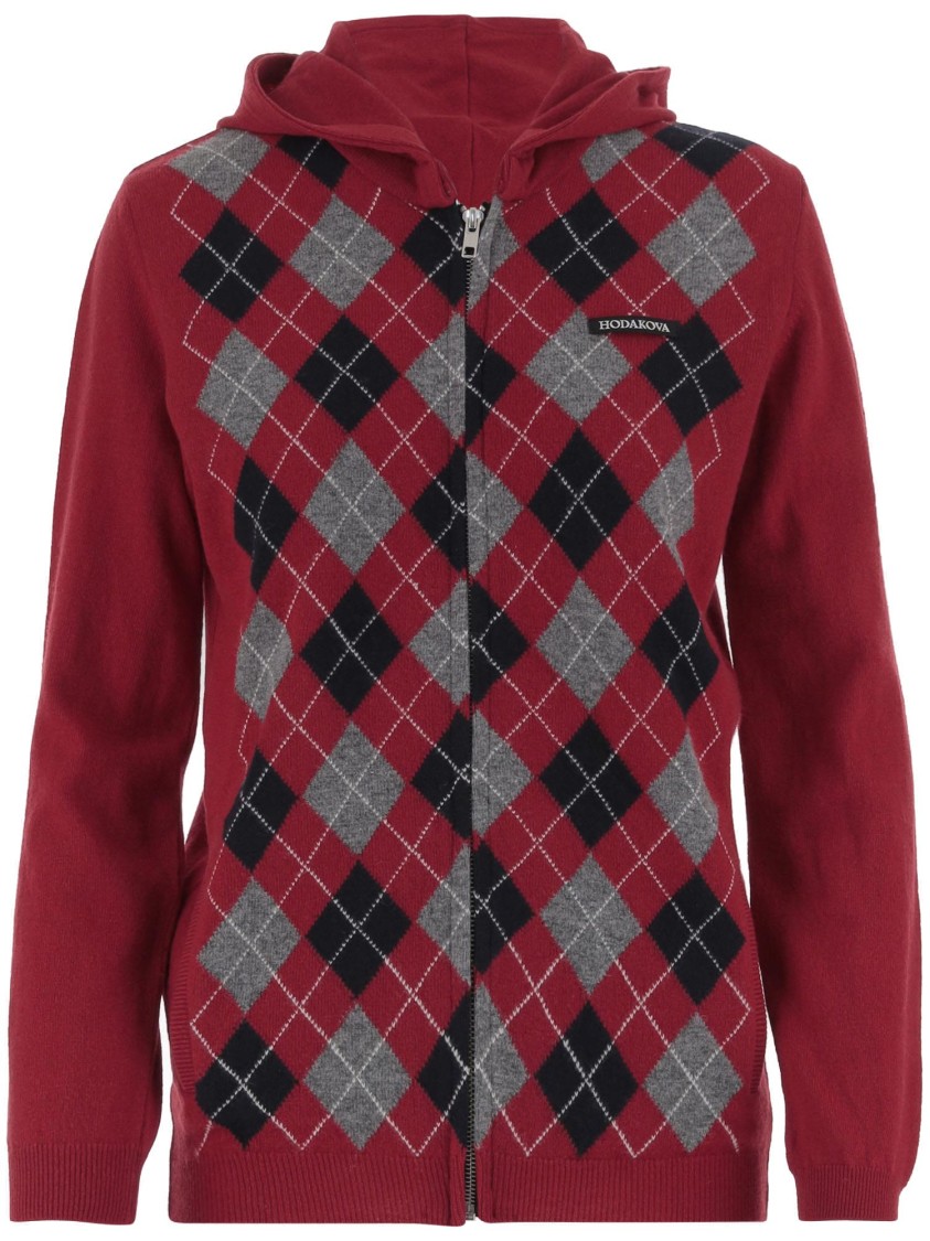 Hodakova Cotton Sweatshirt With Geometric Pattern And Hood In Red