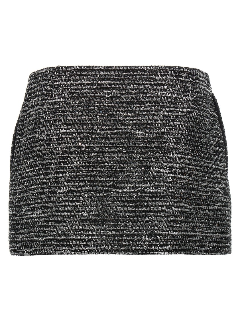 Gucci Lamé Tweed Skirt In Gray
