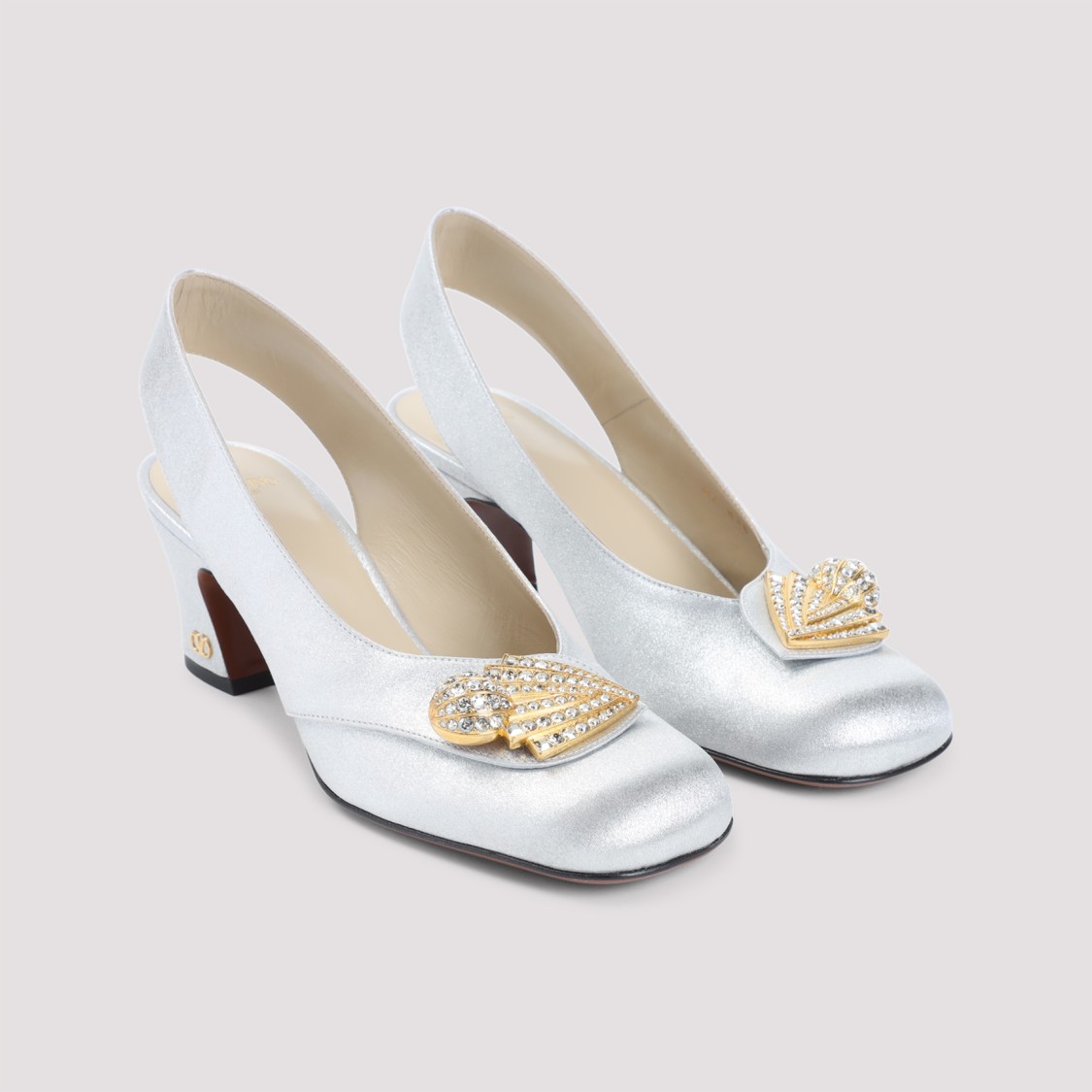 Valentino Garavani Elegant Leather Pumps With Heel In Silver