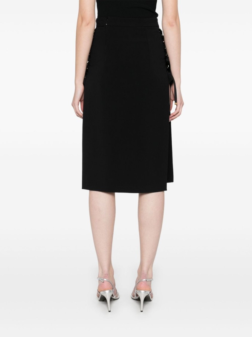 Elisabetta Franchi Midi Skirt In Black With Side Slits In Black