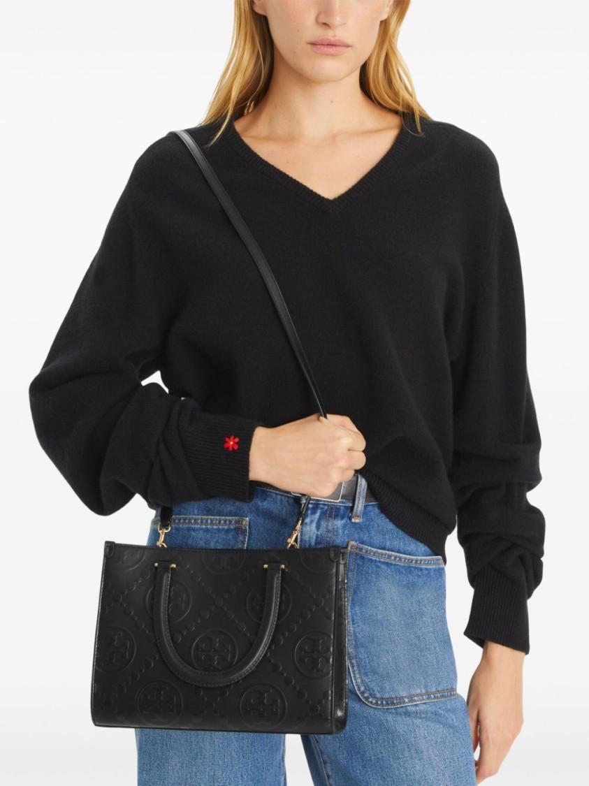 Tory Burch T Monogram Square Bag In Black