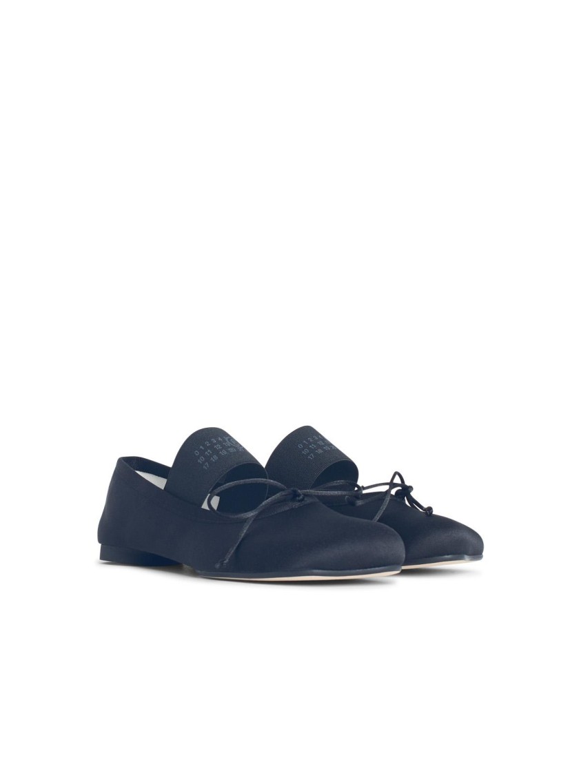 Shop Mm6 Maison Margiela Mm6 By Maison Margiela Black Polyester Ballet Flats