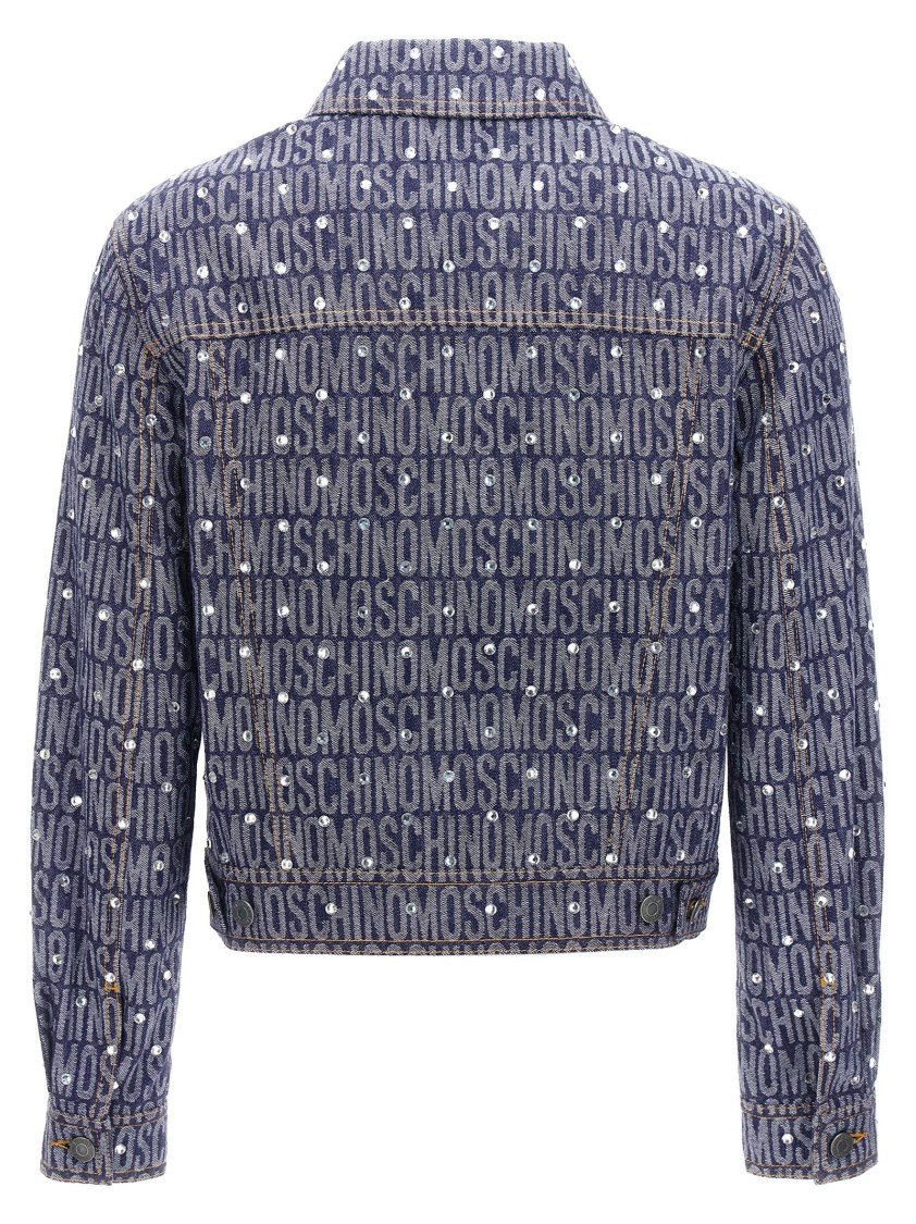 Moschino 'studded Collar' Jacket With Pockets In Blue