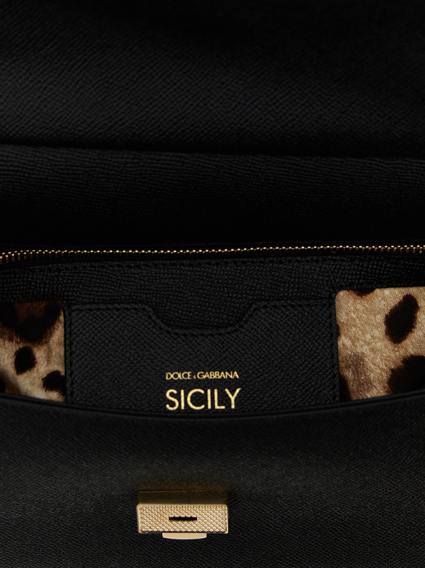 Dolce & Gabbana Sicily Grande Leather Handbag In Black
