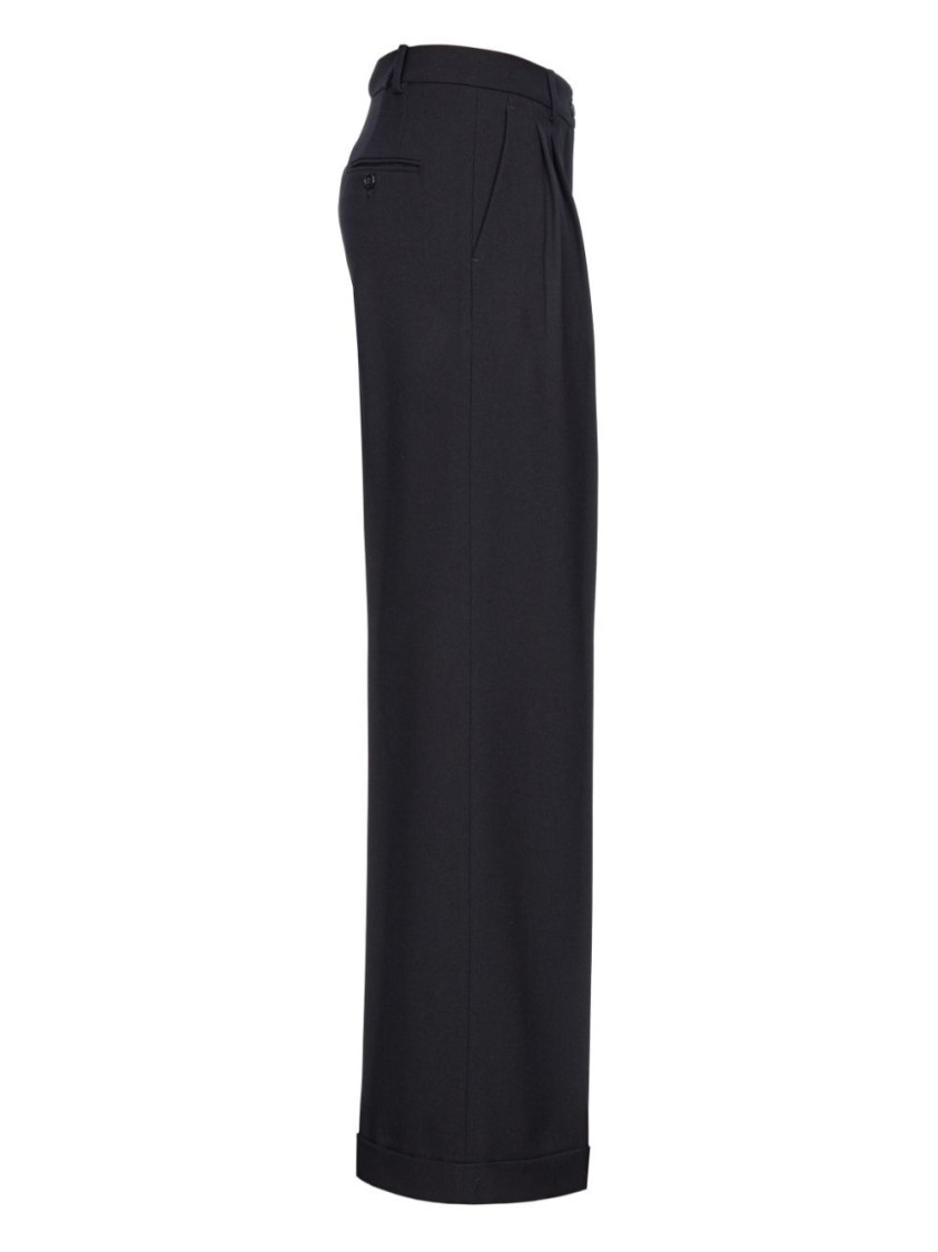 Pinko Wide-leg Trousers With Pleated Front In Black