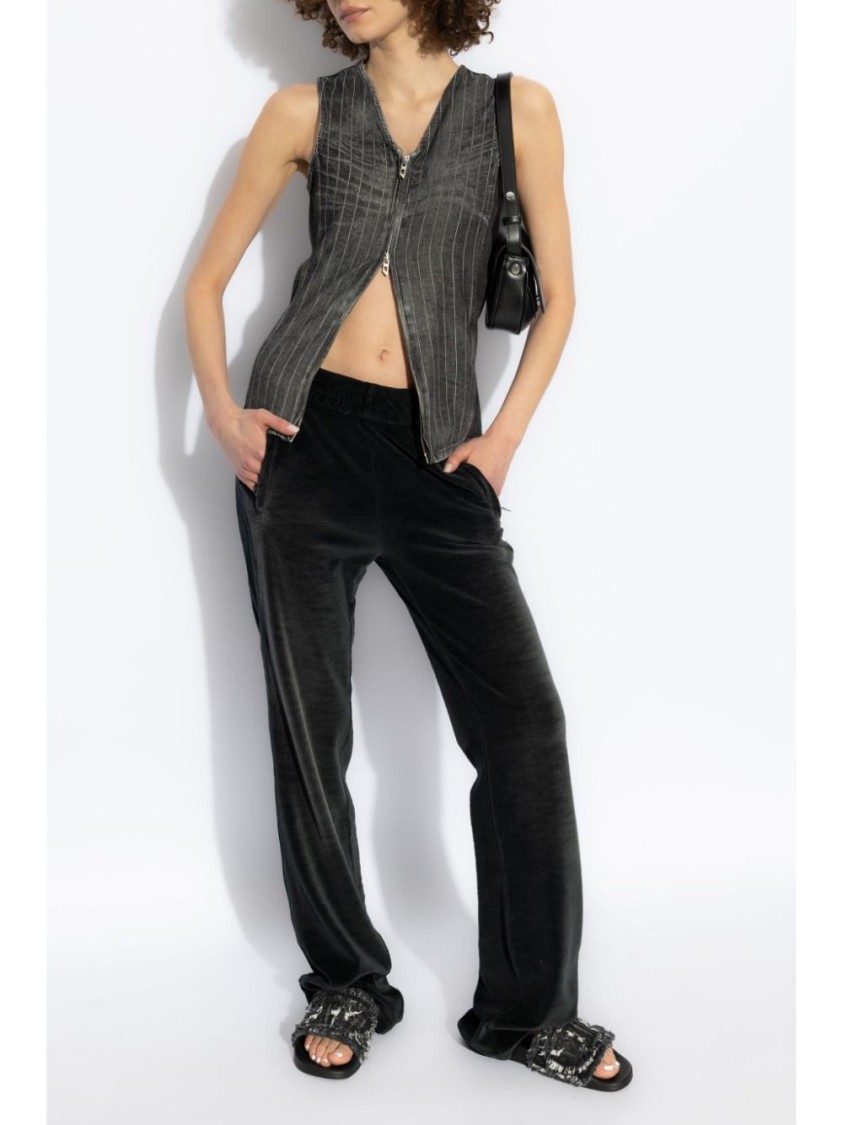 Diesel P-olaris Front Coated Pinstripe Pants In Black