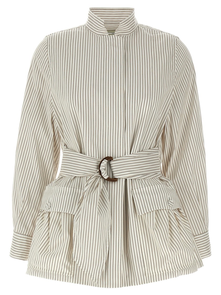Fendi Contrasting Striped Cotton-silk Blouson In Neutral