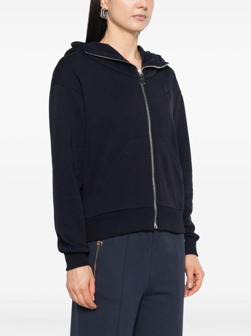 Dondup Zip-up Blue Hoodie With Cozy Hood In Black