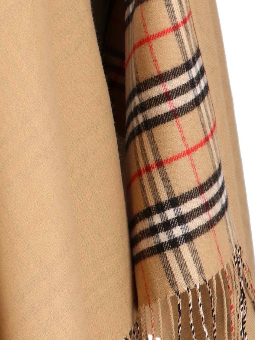 Burberry Reversible Merino Wool Cape – Beige/check In Brown