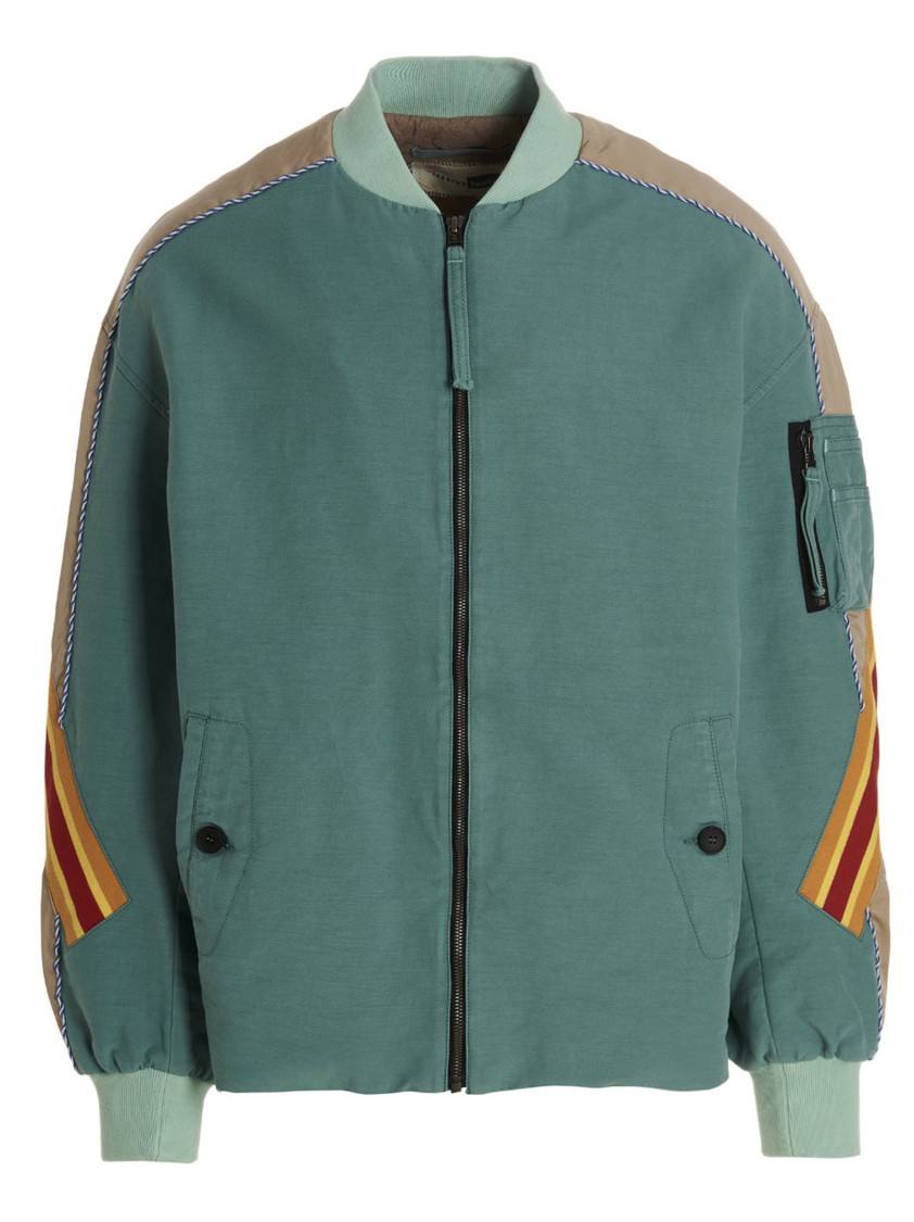 Incotex Red X Facetasm Contrast Band Bomber Jacket In Green